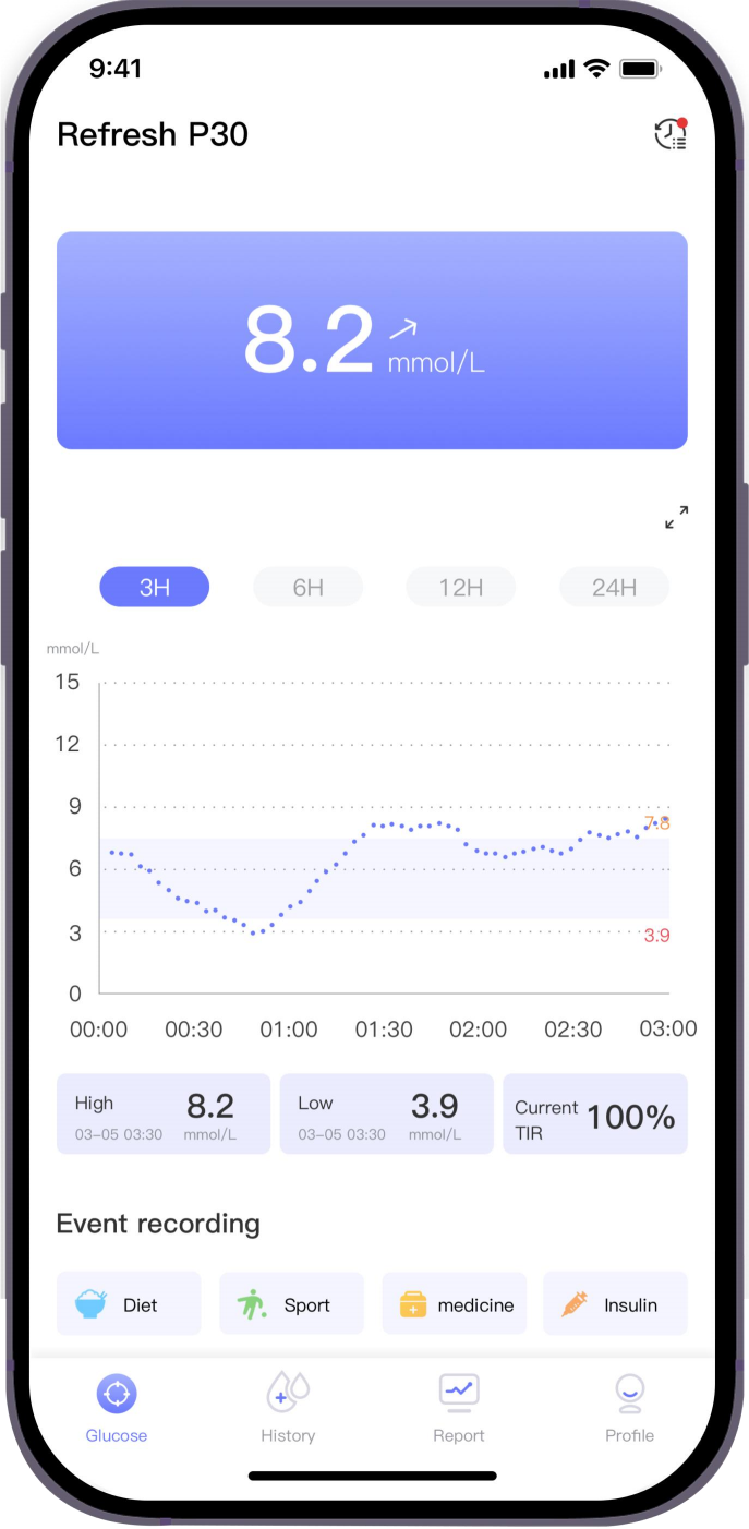APP 实时血糖界面